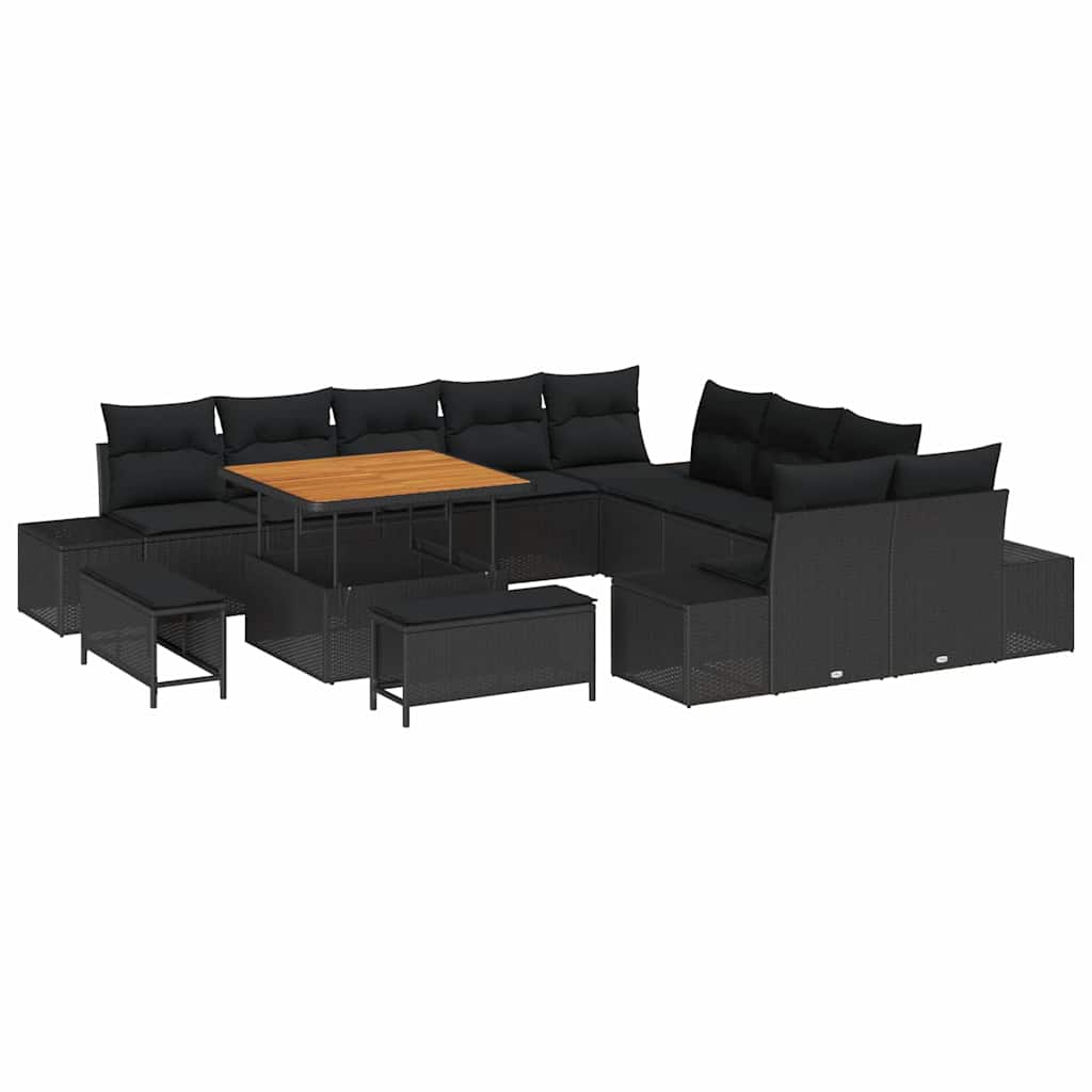 Garten-Sofa-Set mit Kissen 13 pcs Schwarz 100 x 100 x 71 cm